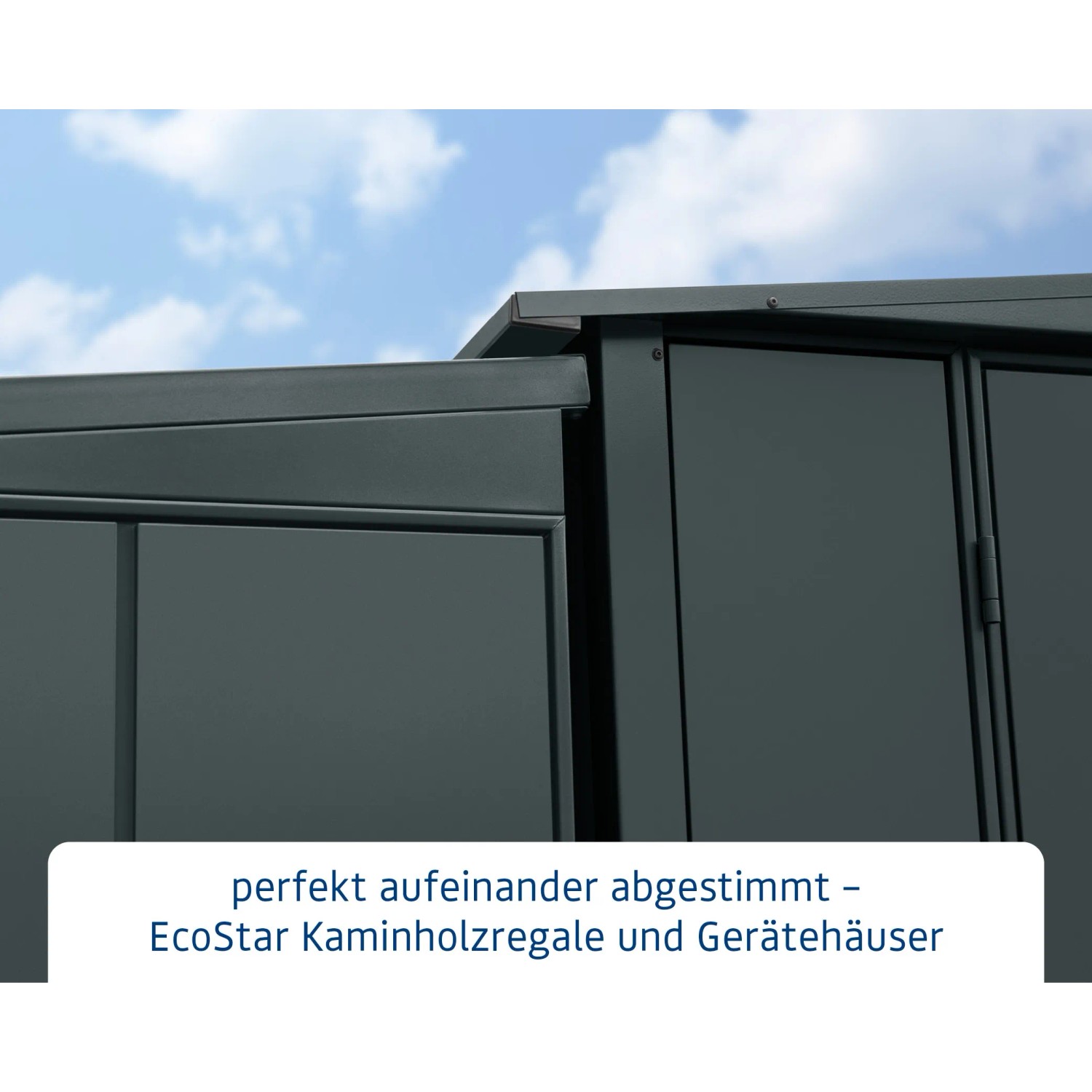 Detailaufnahme: EcoStar Kaminholzregal Elegant-V, anthrazitgraues Metallregal.