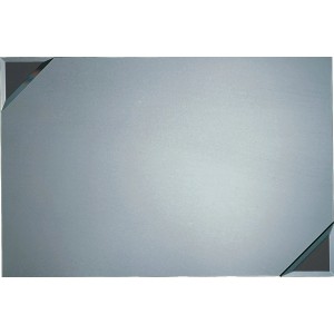 Rechteckiger Glas-auf-Glas Spiegel Charly mit grauen Applikationen für Bad & Wohnbereich.