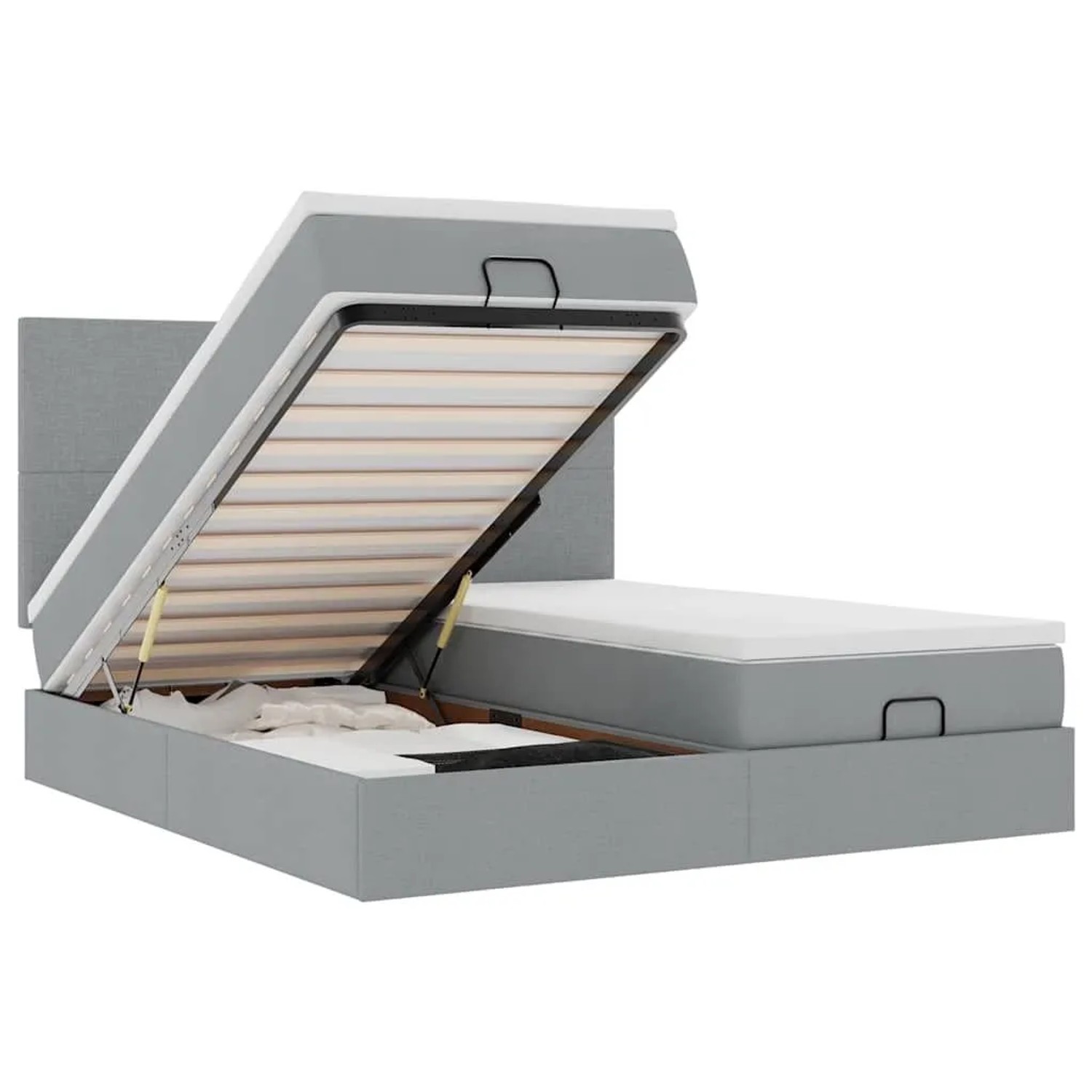 vidaXL Ottoman-Bett mit Matratzen Hellgrau 180x200 cm Stoff 3313671