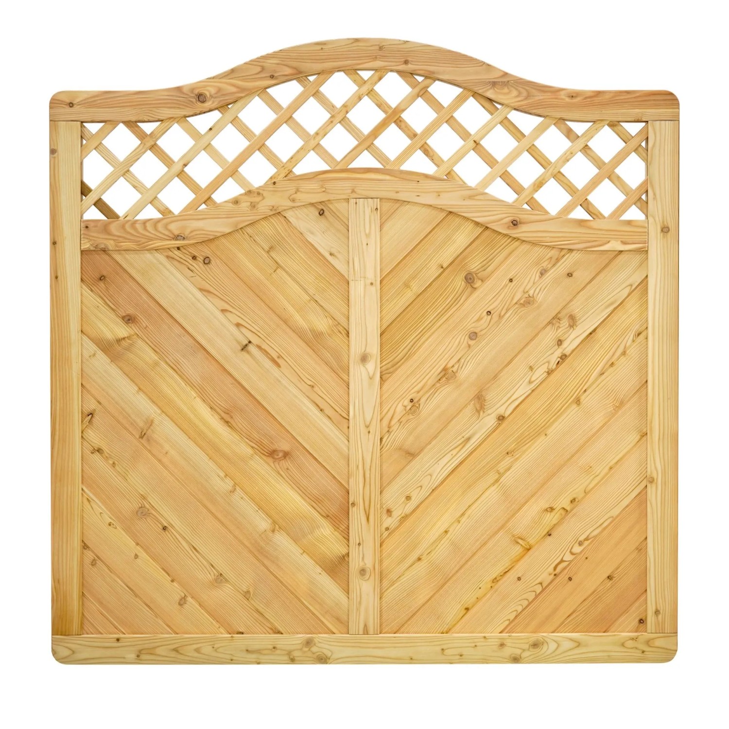 GartenLand Massivzaun NIZZA Gebogen + Rankg. 180x180 cm Holzzaun Lärche PEFC Massiver Rahmen 44x88 mm Sehr Stabil