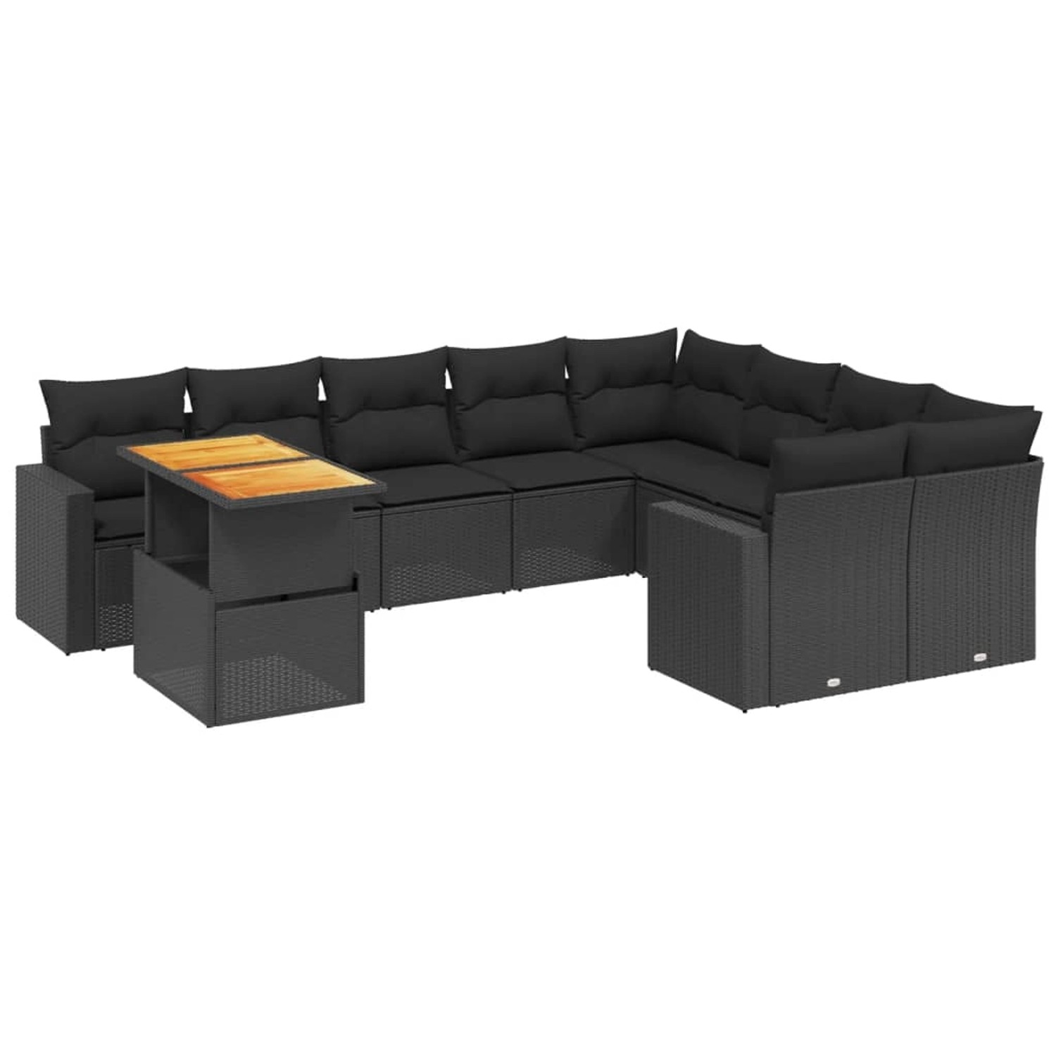 vidaXL 10-Tlg Garten-Sofagarnitur mit Kissen Schwarz Poly Rattan 3271475 günstig online kaufen