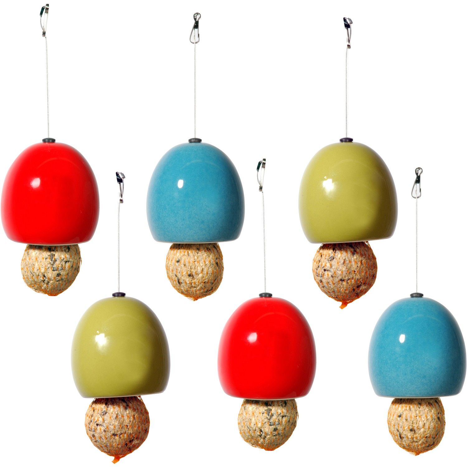 Dobar Keramik-Meisenknödelhalter 6er-Set Rot/Grün/Blau