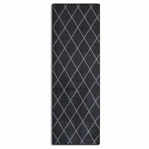 Schwarzer KARAT Teppichläufer Cosenza mit Rautenmuster, 80x450 cm, nach Maß.