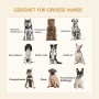 Neun Hunderassen (Husky, Dalmatiner, Mops, Bulldogge) mit Text "Geeignet für große Hunde" für PawHut Hundekäfig.