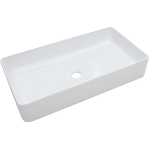 Weißes, rechteckiges baliv Aufsatzwaschbecken WBA-7090 (61x34,5 cm) aus Keramik ohne Hahnloch.