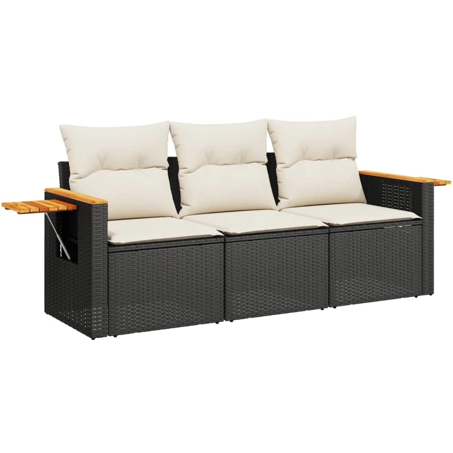 vidaXL 3-Tlg Garten-Sofagarnitur mit Kissen Schwarz Poly Rattan 3226595 günstig online kaufen