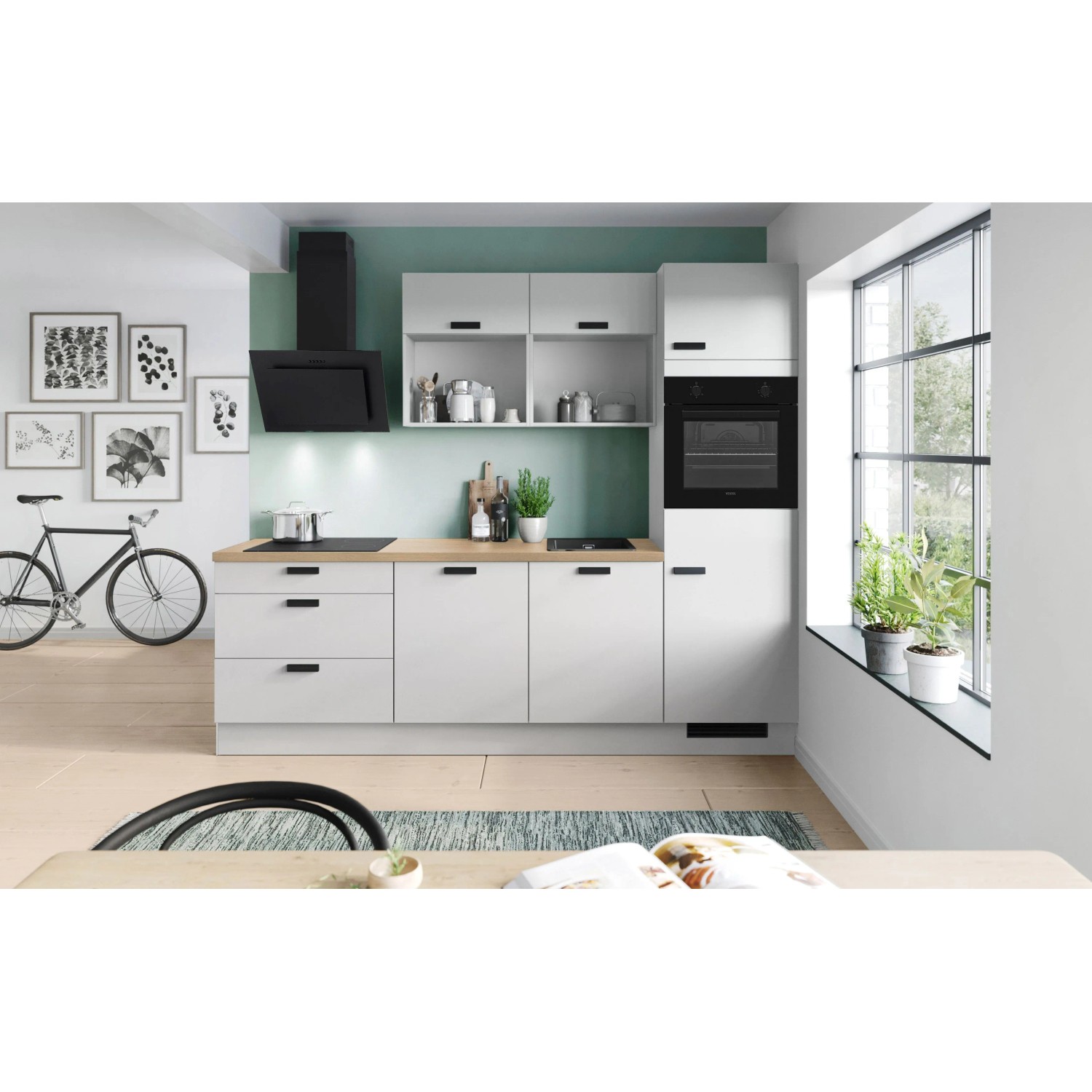 Impuls Küchen Küchenzeile IBZ4260A2 260 cm Space Grey