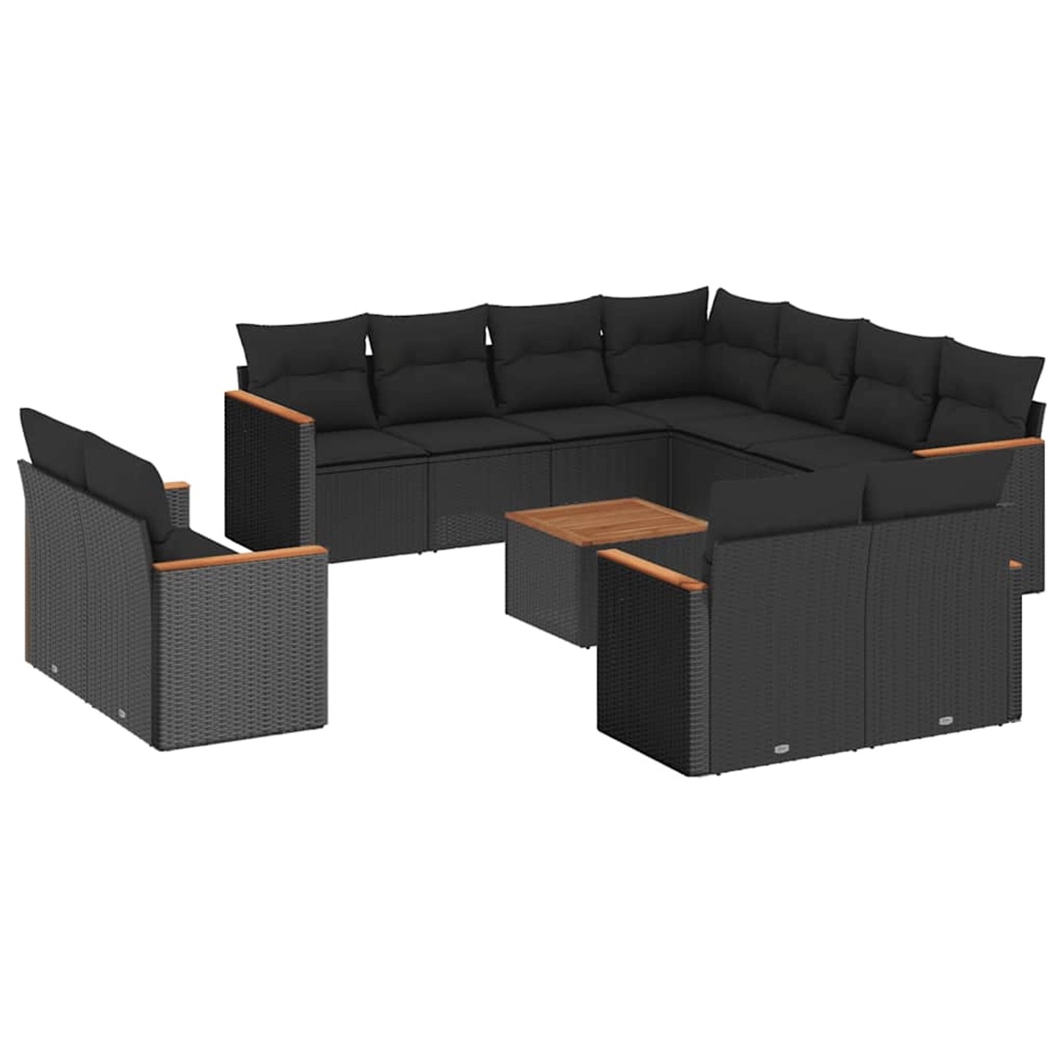 vidaXL 12-Tlg Garten-Sofagarnitur mit Kissen Schwarz Poly Rattan 3226503 günstig online kaufen