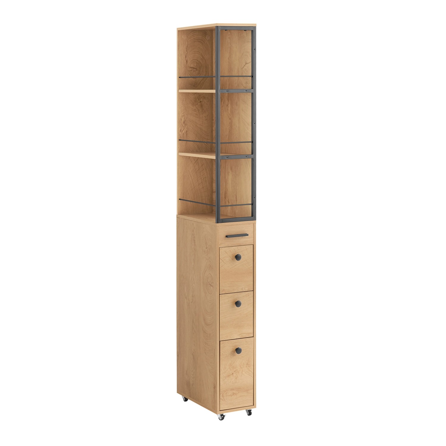 SoBuy Nischenregal mit Rollen und 3 Schubladen Schmal 20x170x40cm NSR13-N günstig online kaufen