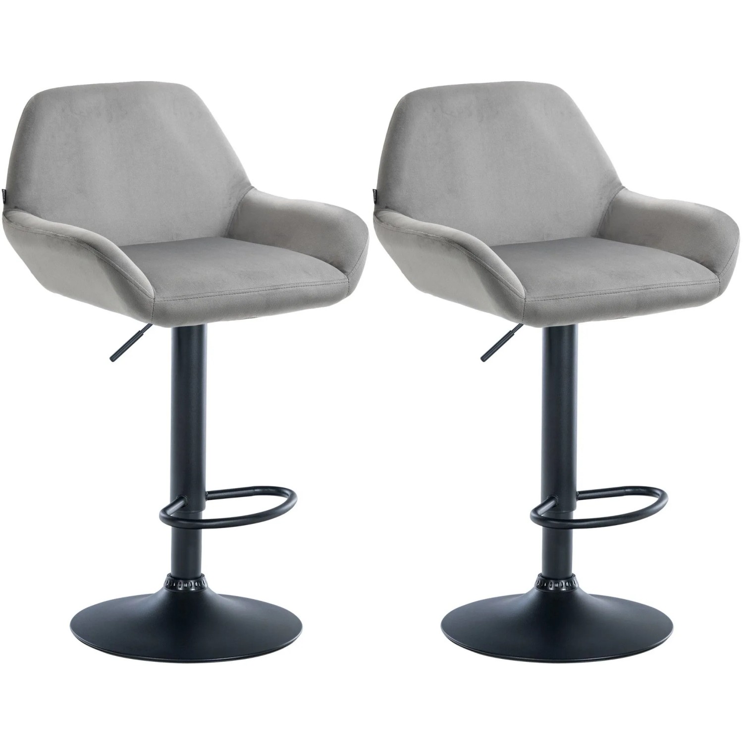 DELUKE Barhocker 2er Set DUBLIN Grau Samt Schwarz Barstuhl Mit Lehne Tresenhocker Tresenstuhl