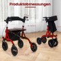 Costway Rollator mit Luftbereifung Faltbar mit Sitz Bis 136 kg Rot_2