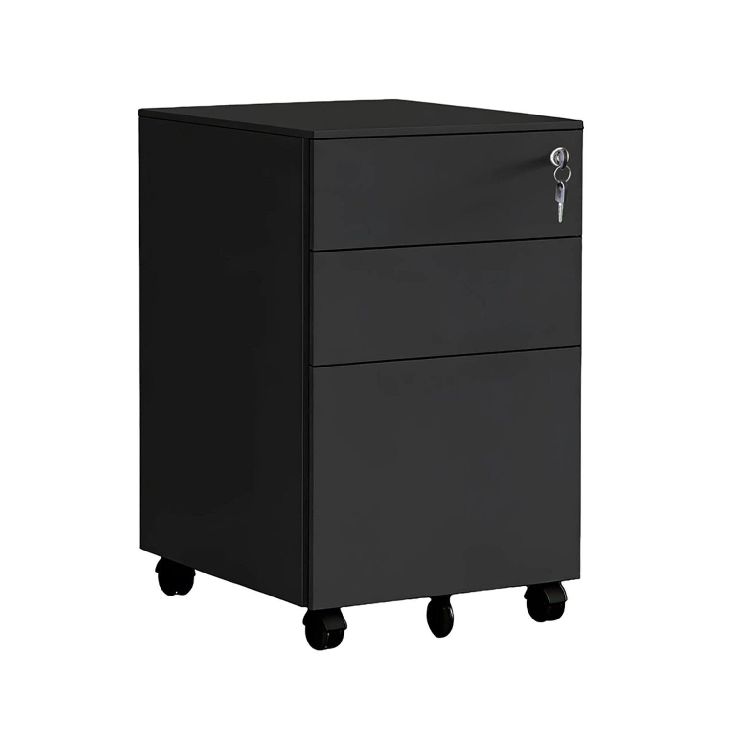 Relaxdays Rollcontainer Stahl Schwarz Abschließbar 60 cm x 39 cm x 52 cm 15,6 kg