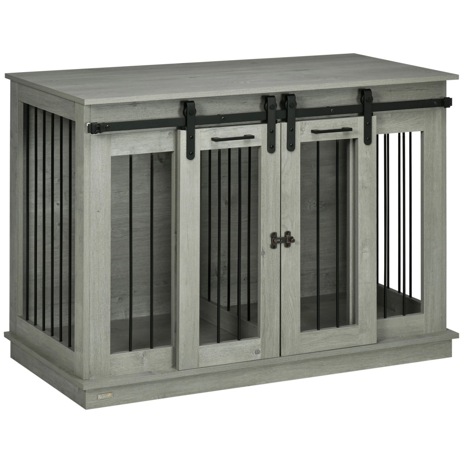 PawHut Hundekäfig Hundehütte MDF Stahl Grau 120L x 60B x 88,5H cm