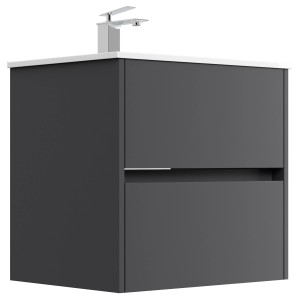 Posseik Badmöbel-Set Limes, 60 cm, Grafit mit Waschbecken und zwei Auszügen.
