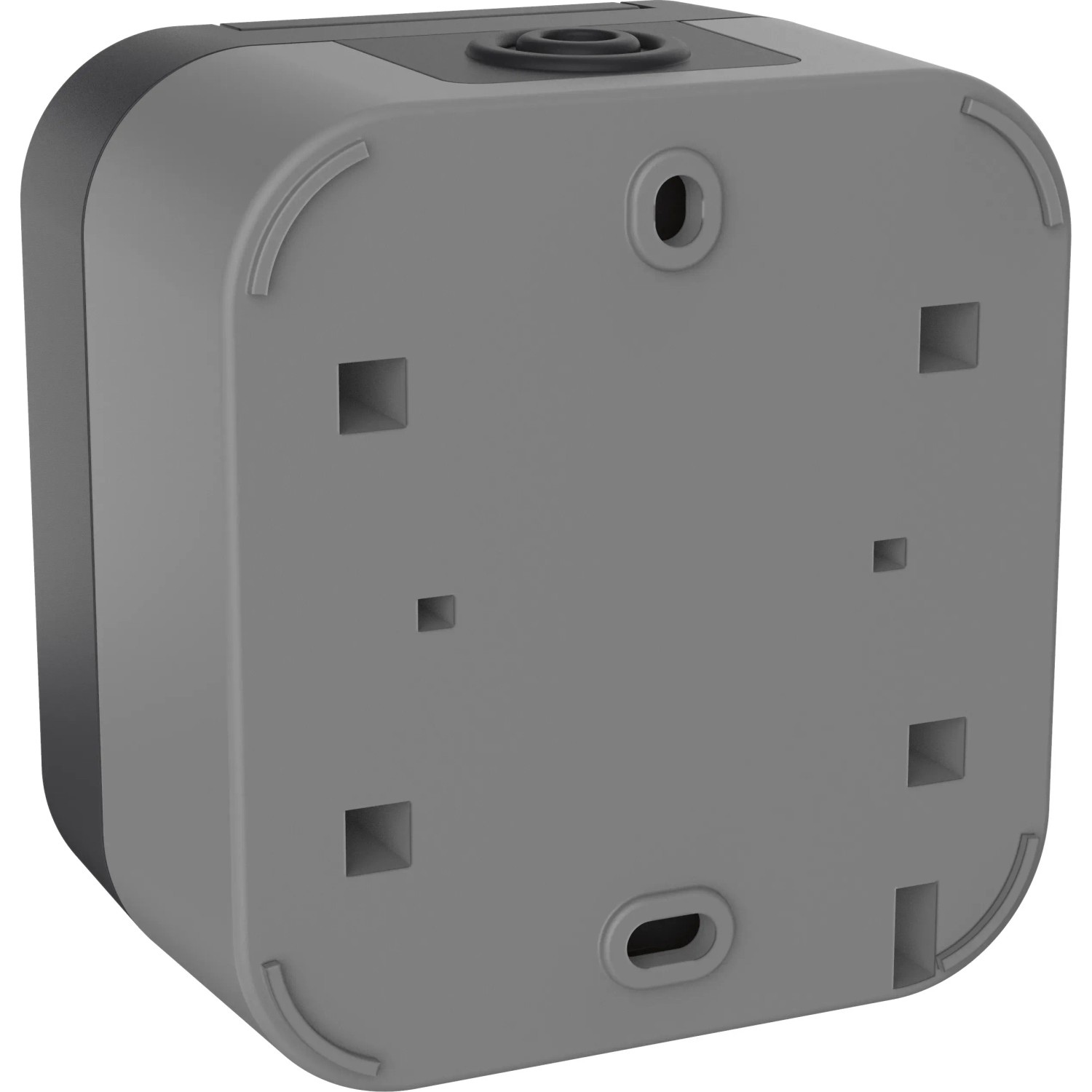Rückansicht Kontroll-Wechselschalter Aqua Pro, beleuchtet, grau-anthrazit, IP55 Feuchtraumschalterprogramm.