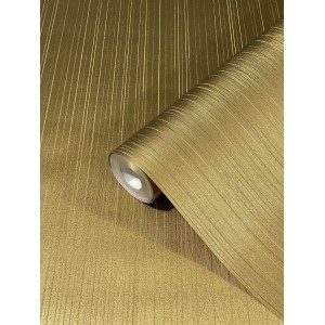 Glööckler Vliestapete Imperial Uni Streifen Creme, goldfarbene Tapete mit feinen Streifen.