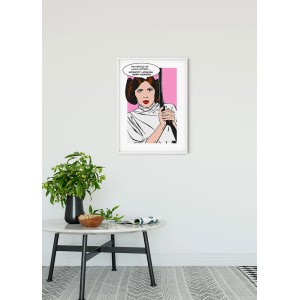 Wandbild Star Wars Leia im Pop-Art-Stil, 50x70 cm, gerahmt.