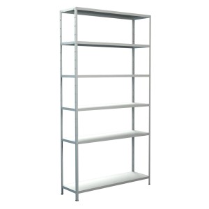 Weißes Schulte Steckregal mit 6 Böden, 230x120x35 cm, ideal für Lagerung und Ordnung.