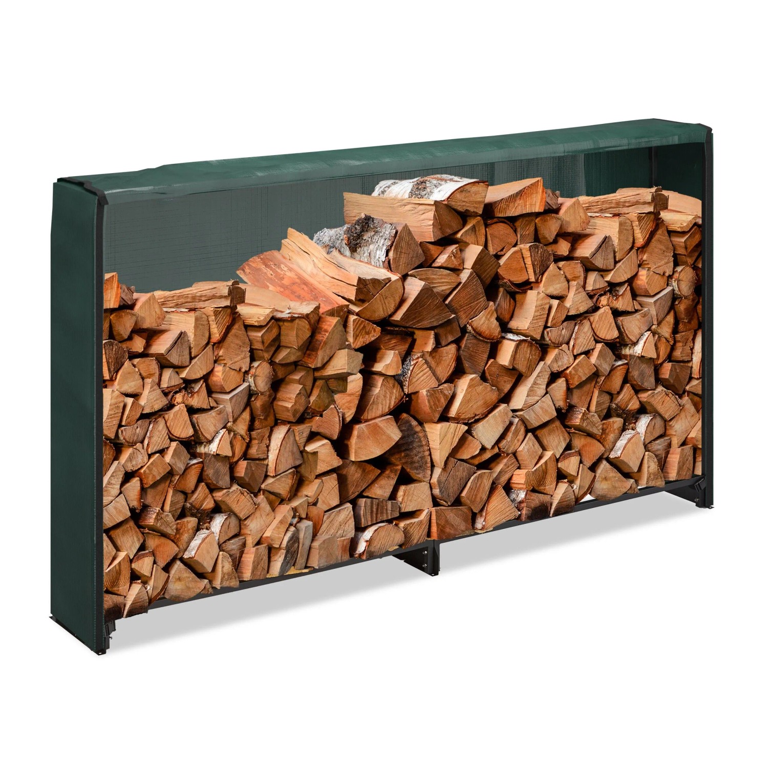 Relaxdays Kaminholzregal Eisen Schwarz Dunkelgrün Mit Abdeckung 110 cm x 200 cm x 29 cm 5,7 kg