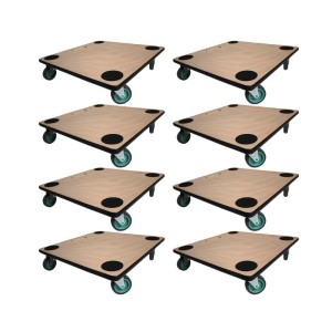 8er Set PROREGAL Transportroller mit Sperrholzplatte, 50x50cm, 150kg Traglast.