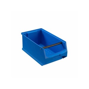 Blaue PROREGAL Sichtlagerbox 4,1L mit Griffstange, ideal für Werkstatt & Lager.