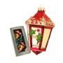 Weihnachtsornament Laterne von Krebs Glas Lauscha, 10cm, rot-gold mit Glitzer.