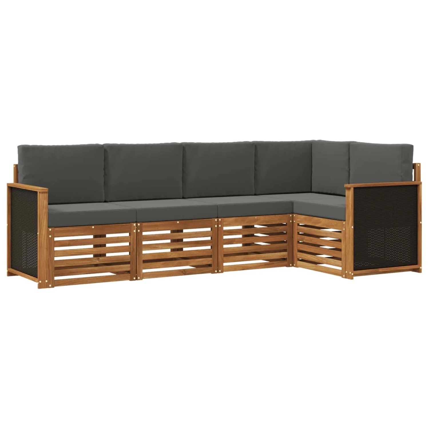vidaXL Ecksofa Set mit Kissen 4 Stk Natur und Anthrazit 3384343