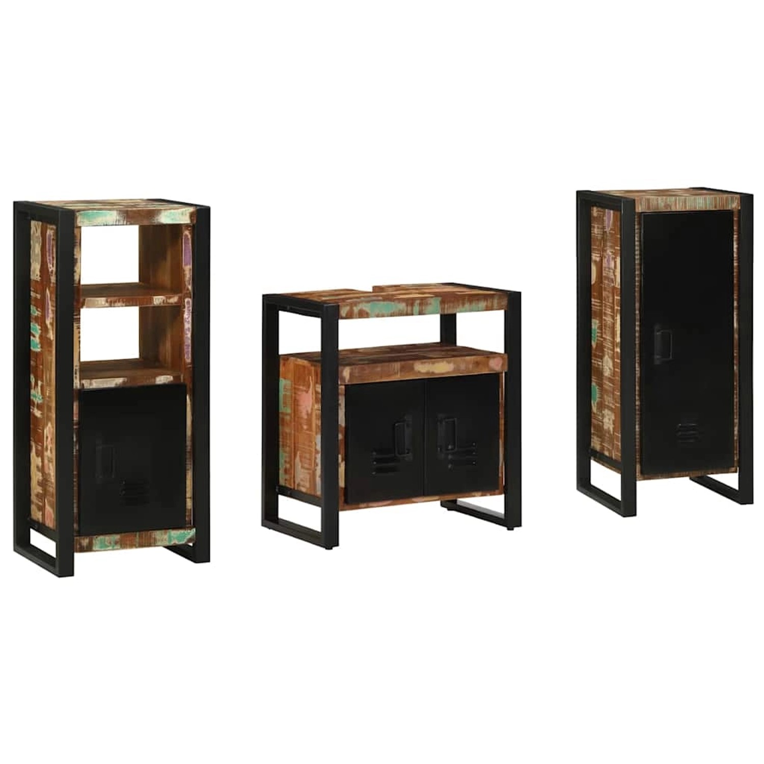 vidaXL Badezimmermöbel-Set 3-Tlg Braun Massivholz 3305633 günstig online kaufen