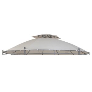 Lex Ersatzdach Pavillon Rund  3,5m Wasserdicht Gartenpavillon Doppeldach Dachhaube Beige