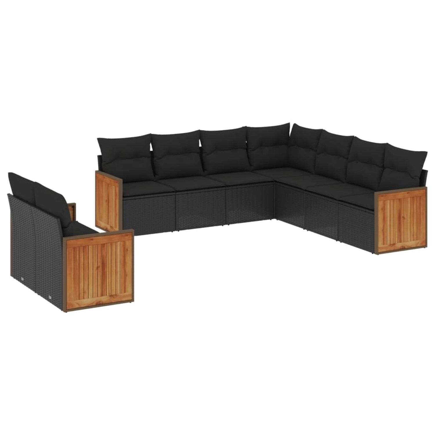 vidaXL 9-tlg Garten-Sofagarnitur mit Kissen Schwarz Poly Rattan Modell 98 günstig online kaufen