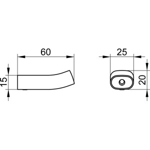 Skizze: Keuco Edition 400 Handtuchhaken, verchromt, mit Maßangaben.
