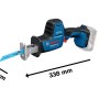 Bosch Professional Akku-Säbelsäge GSA 18V-24 im Koffer, blau-schwarz, mit Maßangaben.