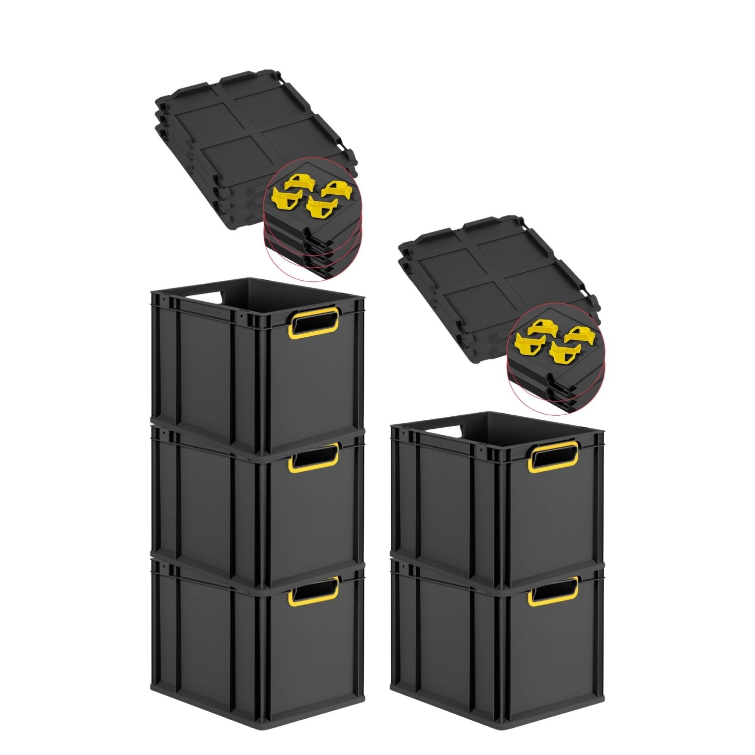 PROREGAL SparSet 5x Eurobox Nextgen Color Mit Auflagedeckel HxBxT 32x30x40c günstig online kaufen