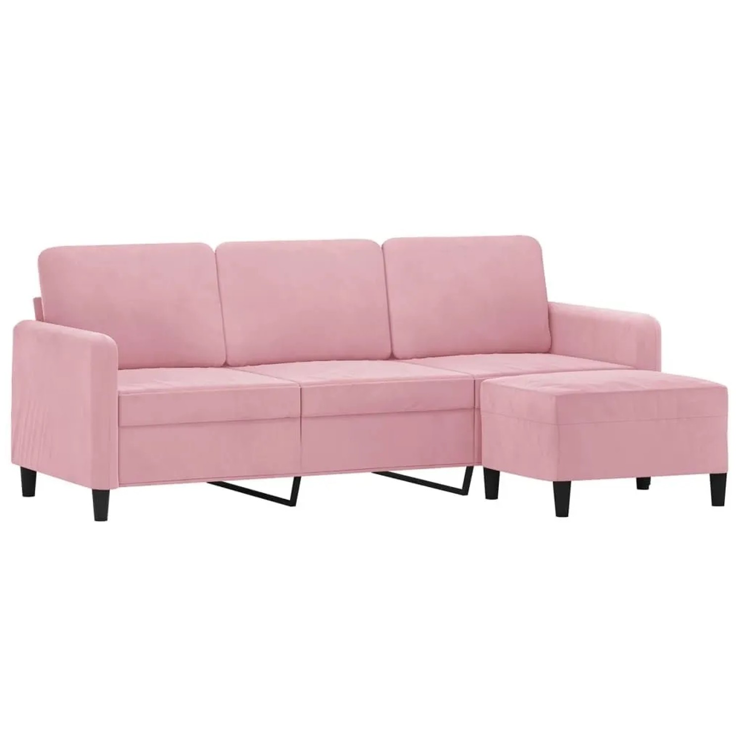 vidaXL 3-Sitzer-Sofa mit Hocker Rosa 180 cm Samt 3201177