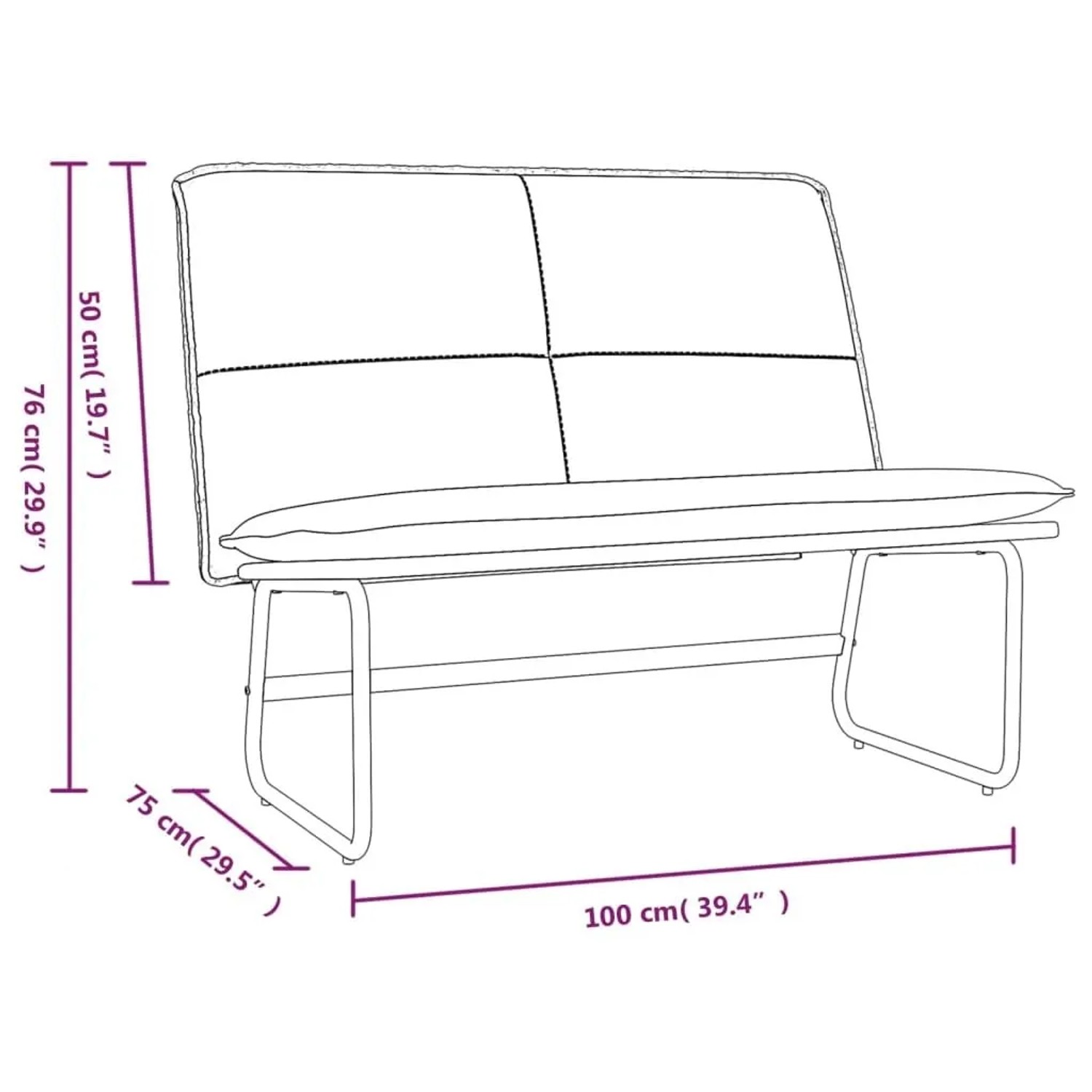 vidaXL Sitzbank Creme 100x75x76 cm Kunstleder 351337_8