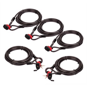 BigDean 5x Kabelschloss Schlaufenkabel 5m Diebstahlsicherung Für Fahrrad Motorrad Zubehör Grill Und Gartenmöbel Ummanteltes Stahlseil 10mm Mit