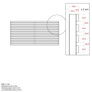 Technische Zeichnung: Vorgartenzaun Tokyo aus Nadelholz, umbragrau, 180x90 cm, mit Maßangaben.