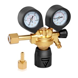 STAHLWERK Druckminderer ST 300 Pro aus Messing mit zwei Manometern und Schlauchtülle. Für Gasflaschen bis 300 Bar, Schweißgeräte Zubehör.