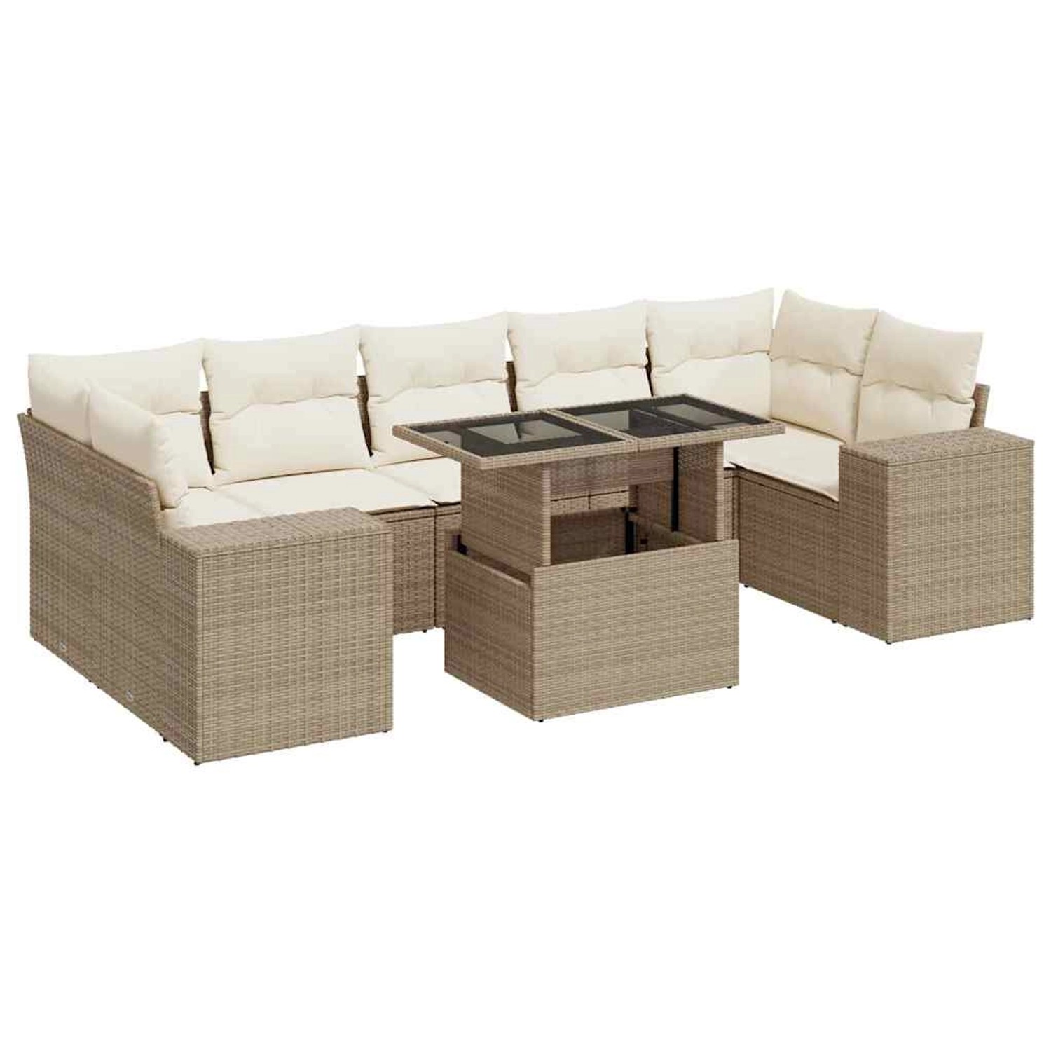 vidaXL 8-Tlg Garten-Sofagarnitur mit Kissen Beige Poly Rattan 3326759 günstig online kaufen