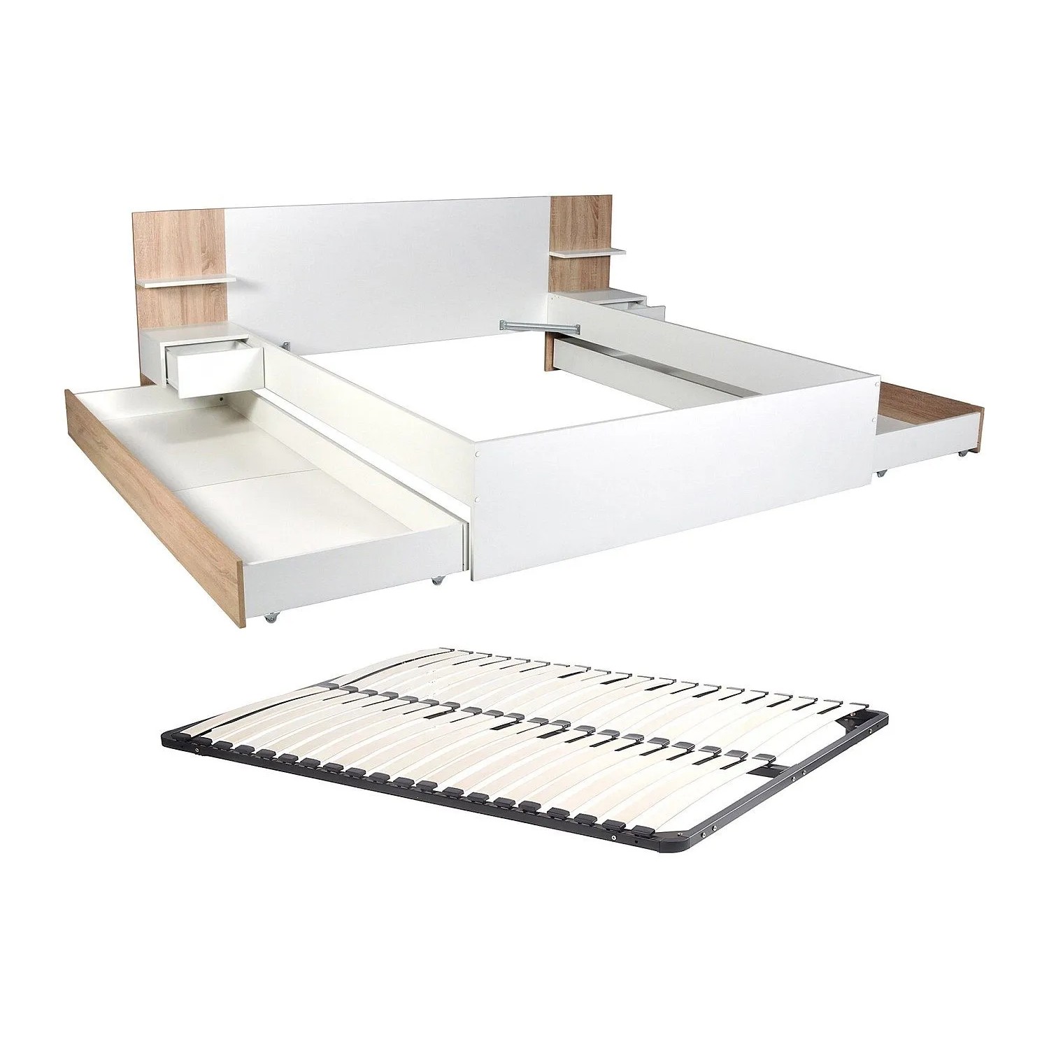 Vente-unique Bettrahmen Klyrana Naturfarben Hell  Weiß 234 cm