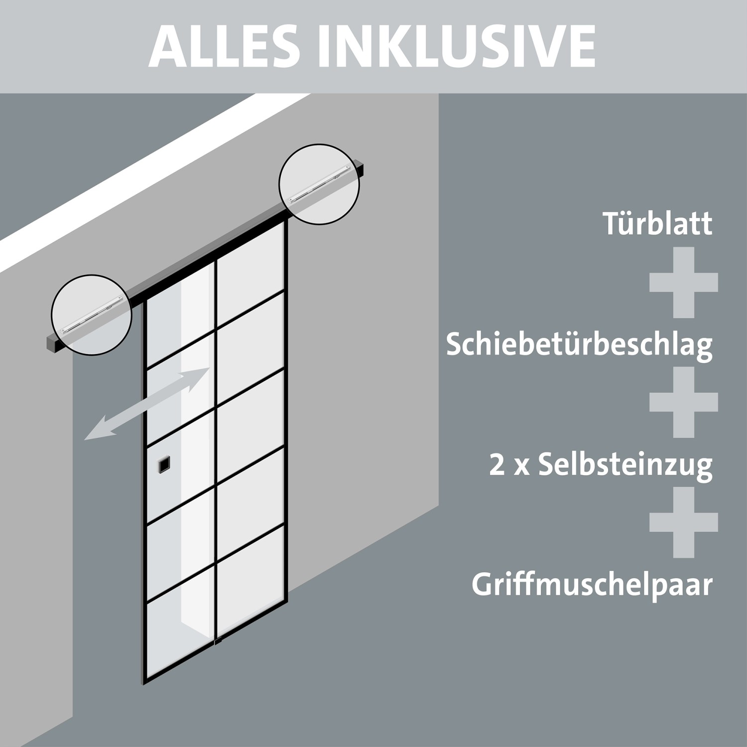 Skyscope Portal Schiebetür-Set Slimwork Typ 8 Klarglas 94 cm x 206 cm_5