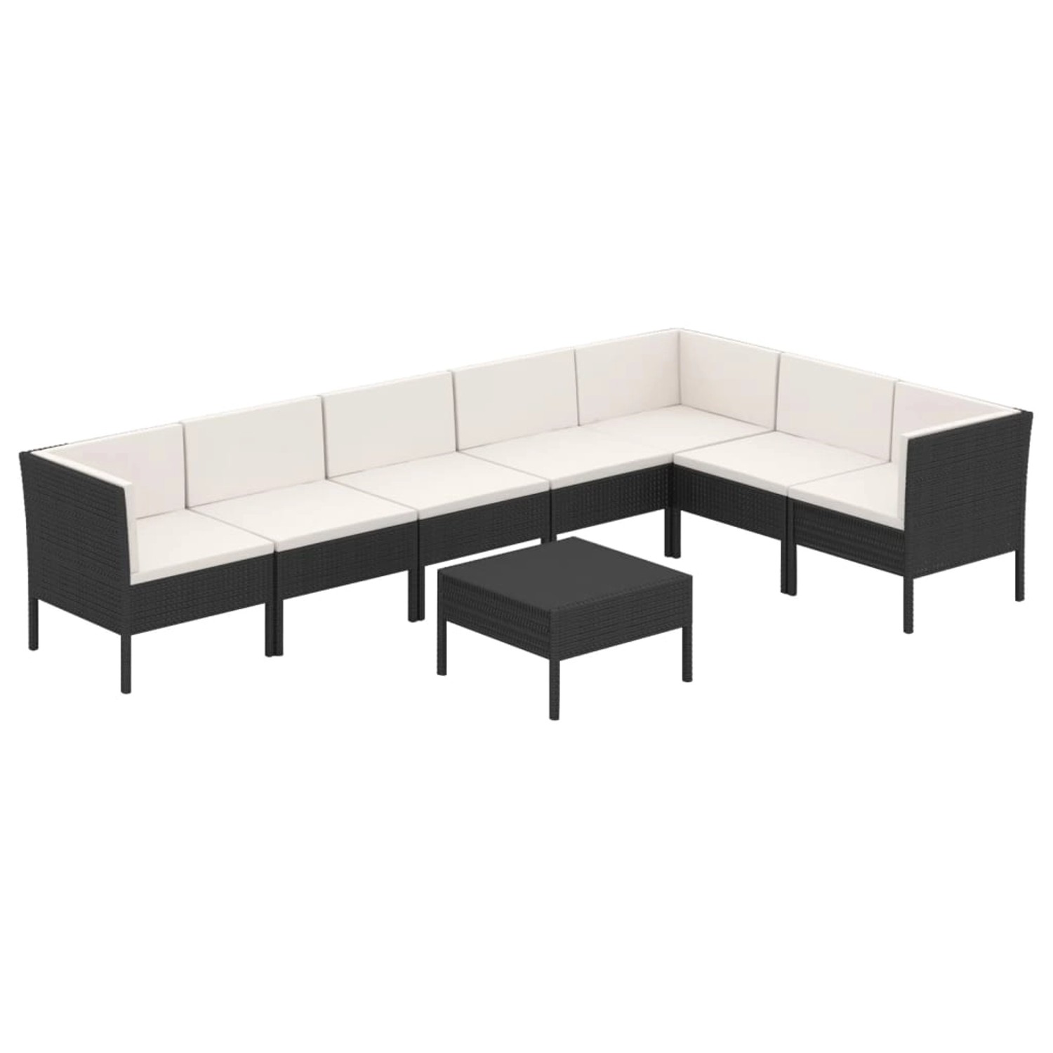 vidaXL 8-tlg Garten-Lounge-Set mit Auflagen Poly Rattan Schwarz Modell 45