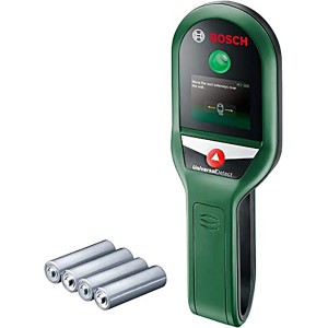 Bosch UniversalDetect Ortungsgerät (grün) mit Batterien. Wandscanner für Metall, Stromleitungen und Unterkonstruktionen.