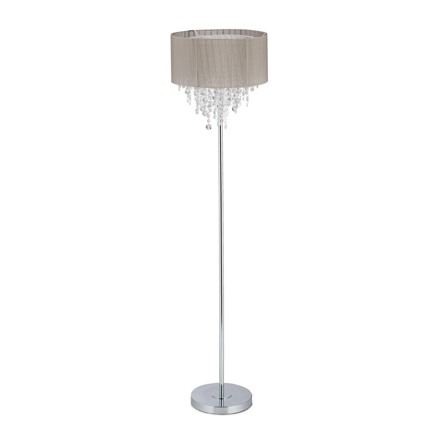 Relaxdays Stehlampe Organza Kristall Grau 151,5 cm x 38 cm 4,8 kg