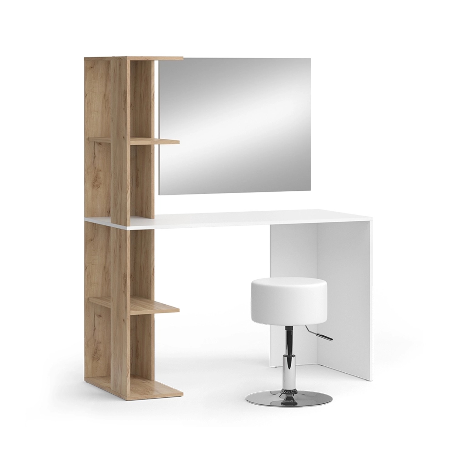 Vicco Schminktisch Tower Weiß/Sonoma/Sonoma 122.2 cm mit Hocker günstig online kaufen