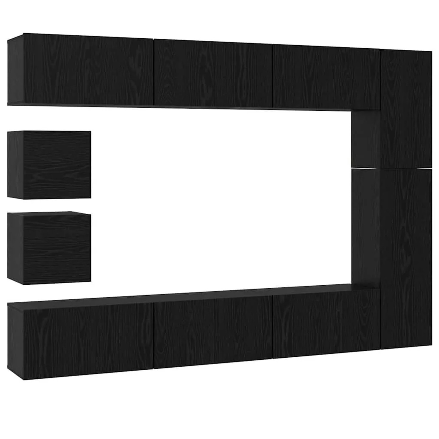 vidaXL TV-Schrankset 10-Tlg Schwarz Eichen-Optik Holzwerkstoff 3393244