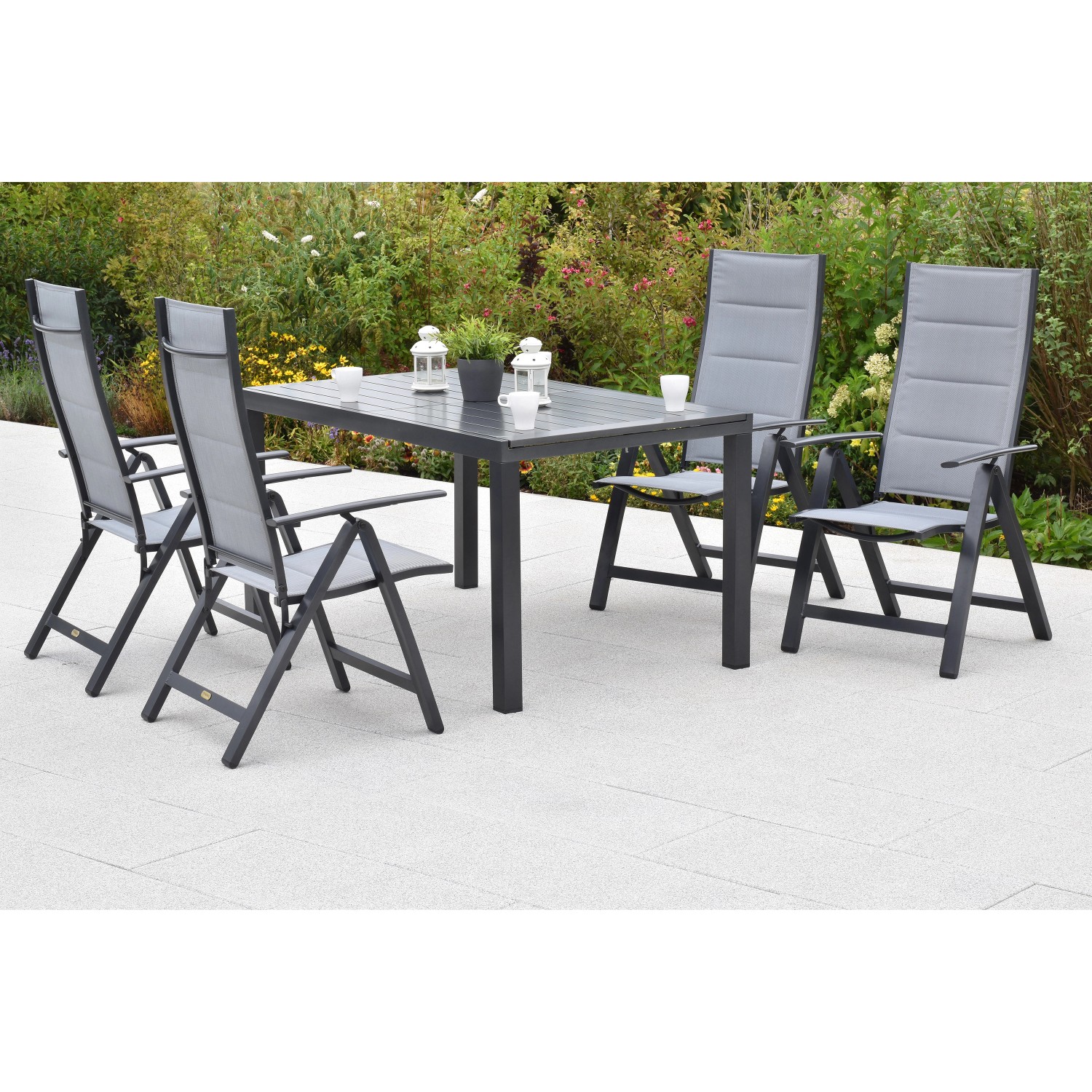 Merxx Florenz Set 5-tlg. 4 Klappsessel Gartentisch Ausziehbar 150 (200) x 9 günstig online kaufen