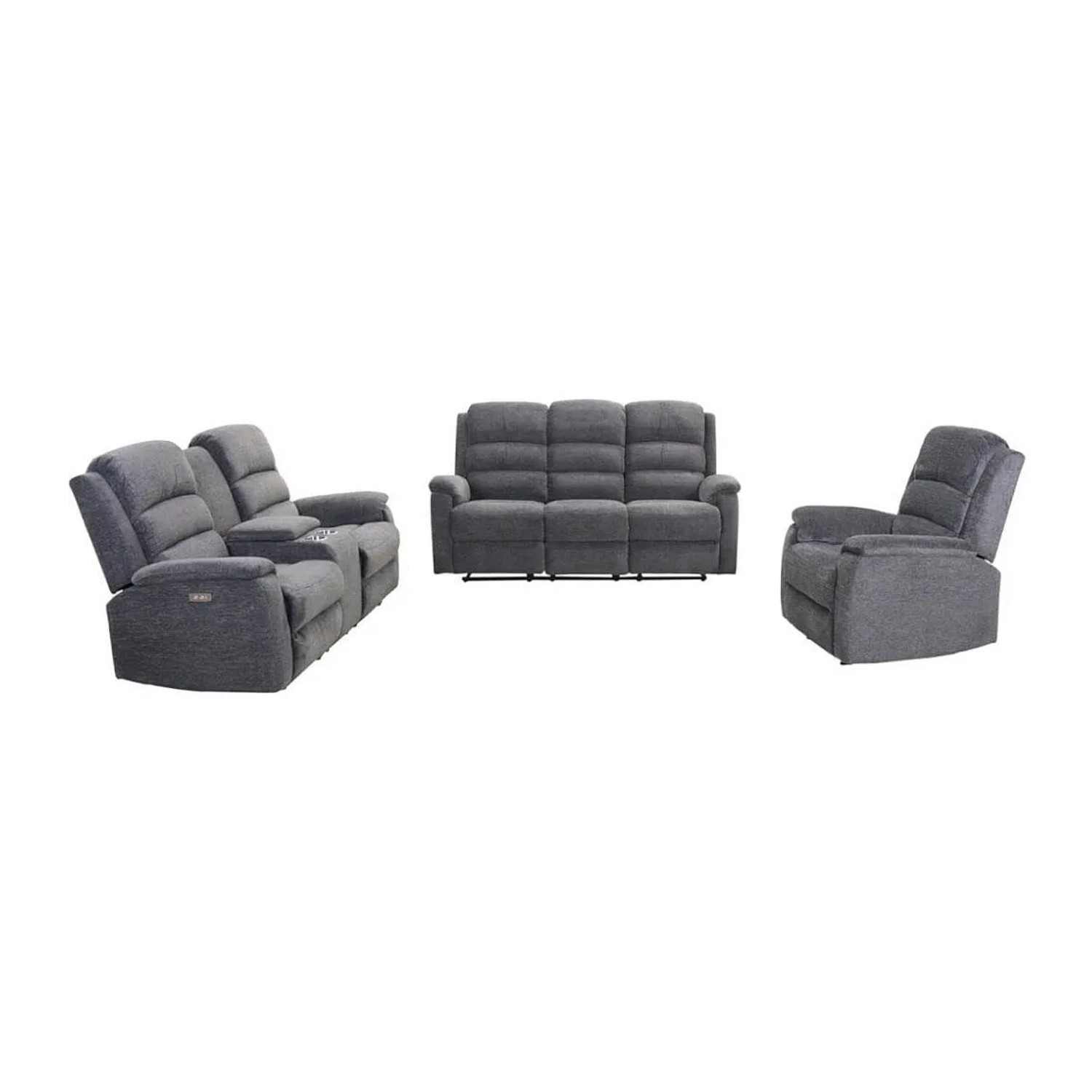 Vente-unique Couchgarnitur Mit Sessel Nevers Grau 187 cm  171 cm  86 cm