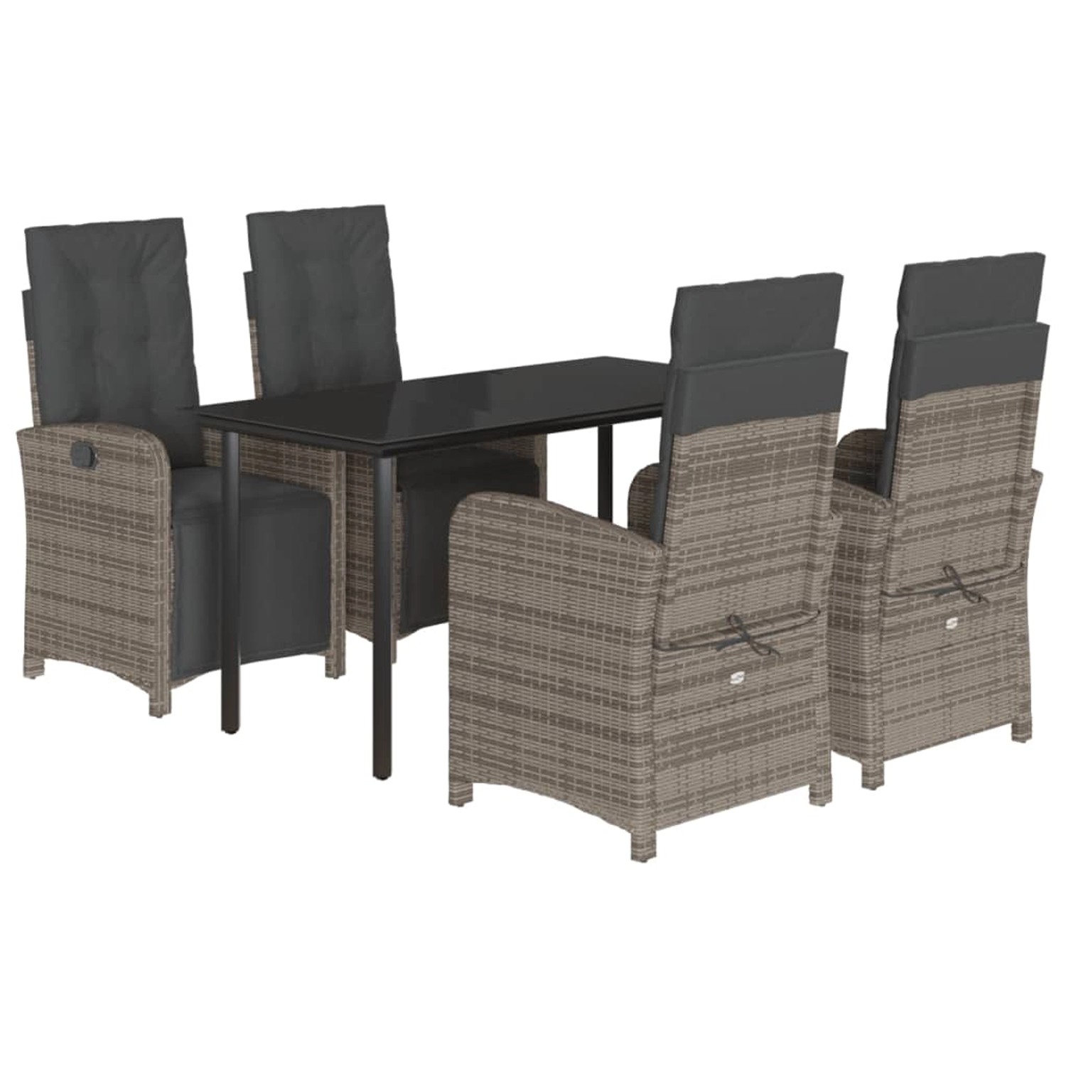 vidaXL 5-Tlg Garten-Essgruppe mit Kissen Grau Poly Rattan 3212565 günstig online kaufen