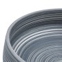 Graues rundes Keramik Aufsatzwaschbecken mit handgefertigtem Spiralmuster.